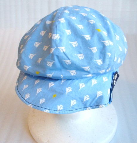 * beautiful goods * hand made Casquette hat light blue marine look yacht. dot pattern switch .