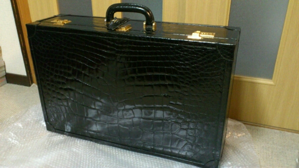 JARDIN DES SACS* extra-large trunk crocodile travel bag black ko bag wani leather attache case Boston bag carry bag . leather .. large 