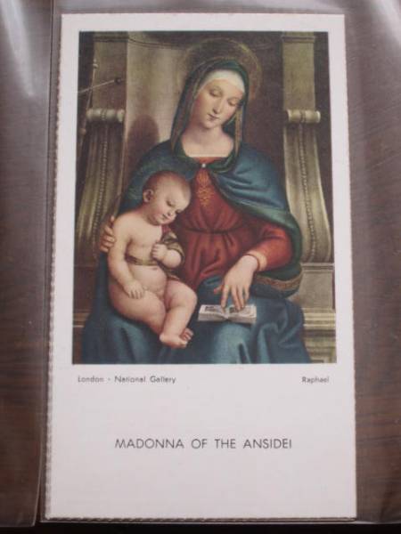 御絵★ラファエロ 聖母子 MADONNA OF THE ANSIDEI★キリスト教絵画宗教画クリスマスカード_画像1