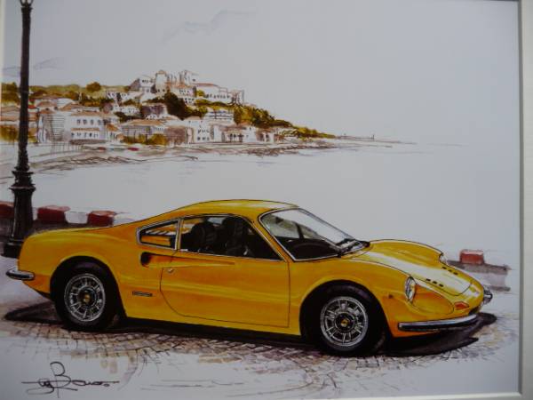 ■BOWイラスト額■フェラーリディノ246GT■Dino256■_画像2