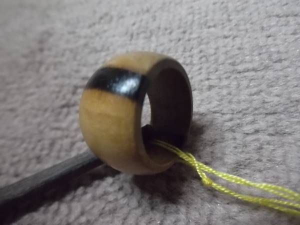 [195] size 8 number . tree black gaki material handmade wooden ring 