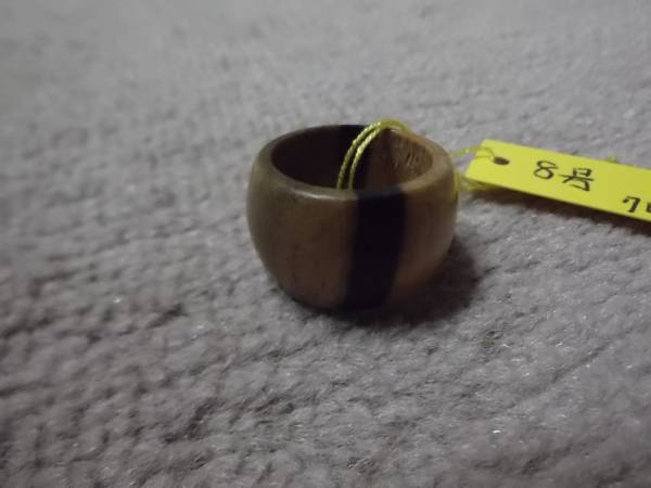 [195] size 8 number . tree black gaki material handmade wooden ring 