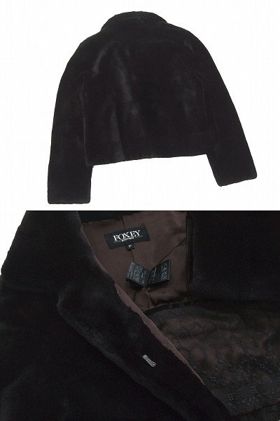 dM превосходный товар * Foxey btik*FOXEY BOUTIQUE* чёрный * роскошный стриженая норка * мех * обратная сторона шелк шелк 100%* первоклассный котороткое пальто *F* свободный размер 