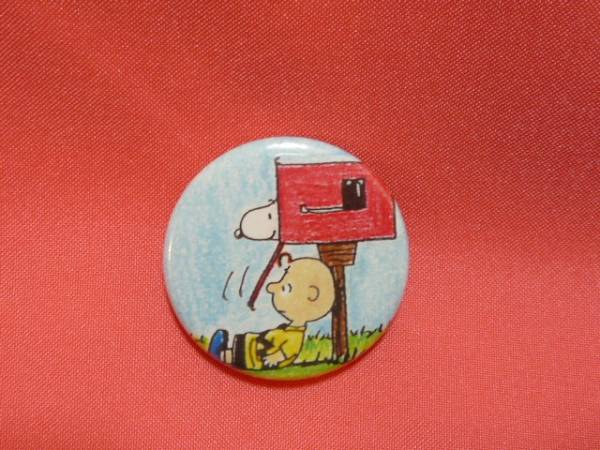  очень редкий! retro Snoopy & Charlie Brown жестяная банка значок ②