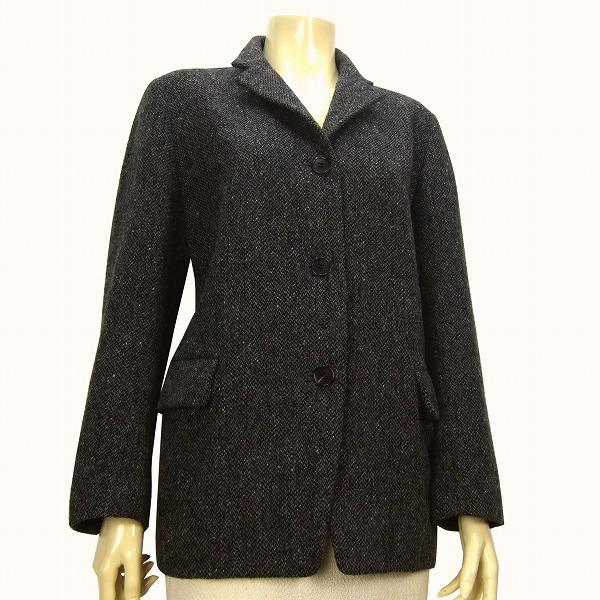 A 新品同様★L´EQUIPE YOSHIE INABA レキップヨシエイナバ ビギ★霜降りグレー*高級ツイードジャケット*9号★11~13号*L~XL(2L)*40~42相当