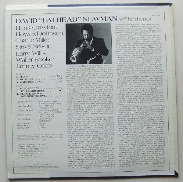 ◆ DAVID FATHEAD NEWMAN / Still Hard Times ◆ Muse MR-5283 ◆ Y_画像2