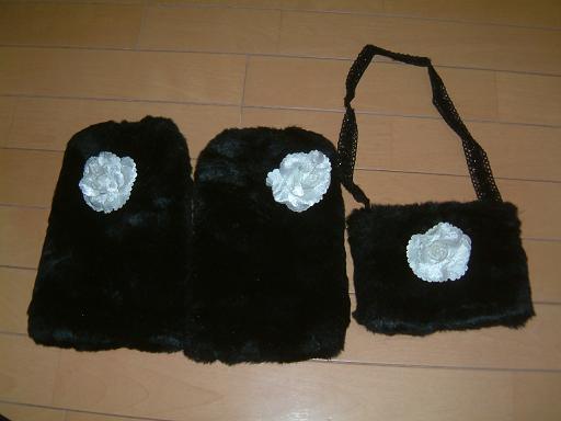 6 month plan handmade! for baby fur leg warmers & pochette black 80~90cm.. girl Chan 