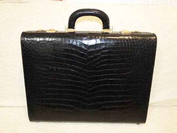 santamaria attache case crocodile black document bag Brief 