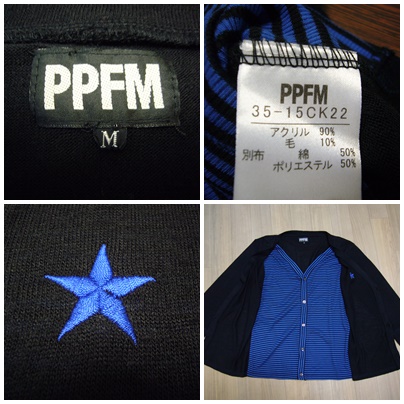PPFM カーディガン黒×青 Mサイズ_画像3