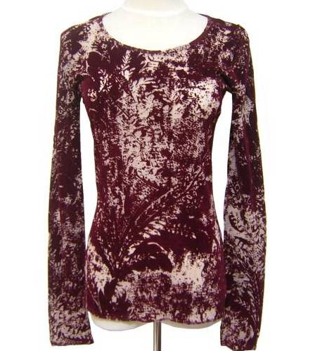  beautiful goods FUZZIfchi Italy made floral print flocky processing net cut and sewn tops 