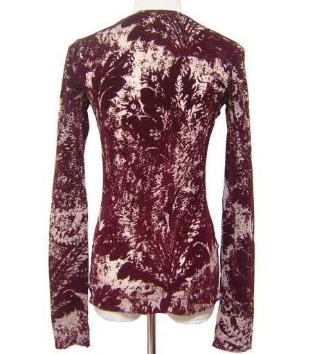  beautiful goods FUZZIfchi Italy made floral print flocky processing net cut and sewn tops 