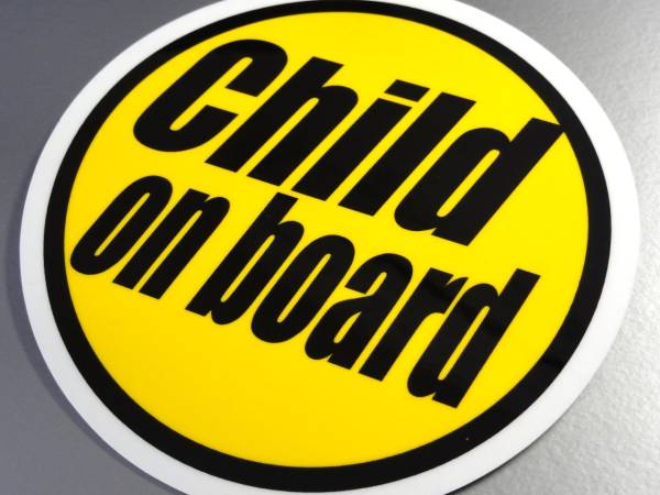 BC*Child on board sticker B 10cm size *KIDS child .... - _ car * in CAR simple design yellow color round shape 