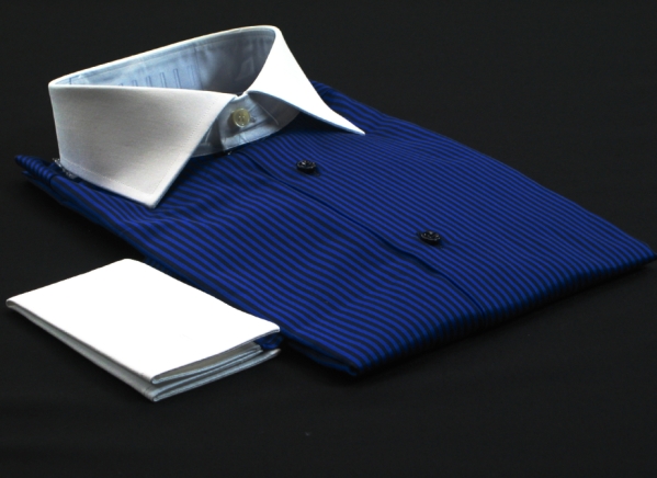 ★イタリアシャツDANROMAクレリック ダブルカフス NAMUR BLU コットンを超えたコットン誘惑の光沢?♬～ M 40-91