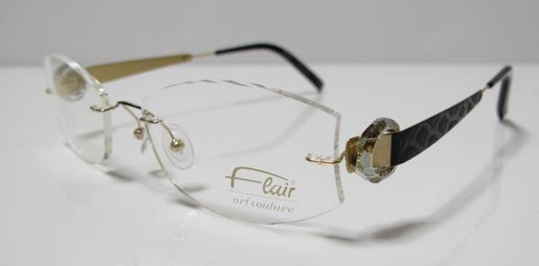 ドイツFlair art couture 限定カラー☆チタン×スワロフスキー　ツーポイント　ふちなしメガネ