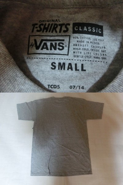 USA購入 アメカジ バンズ【Vans】スケボーロゴプリントT US S 灰_画像3