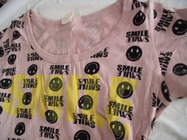 【Artemis】Tシャツ・サーモンピンク・SMILE・M_画像1