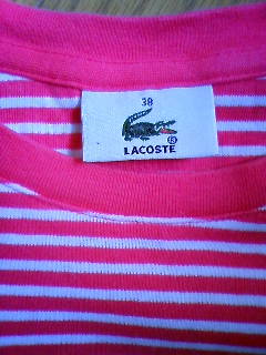 LACOSTE ラコステ　◆ピンク　ボーダーTシャツ　小さい　38_画像3