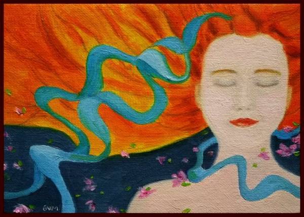 【在庫あり】 ☆☆☆油彩画　メルヘン　天とつながる瞑想　「天上の少女II」 人物画
