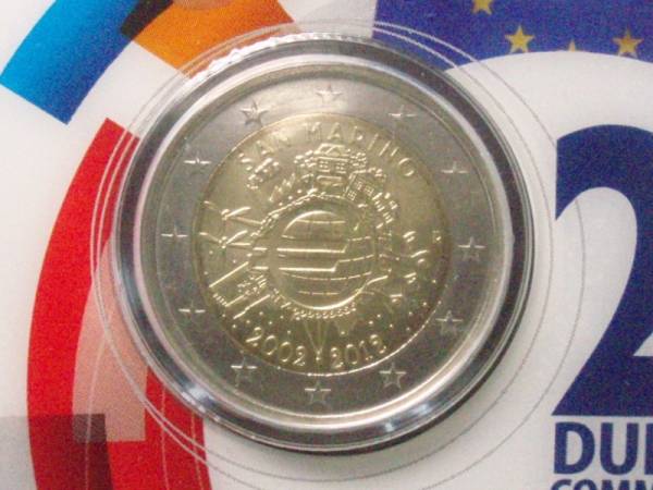 サンマリノ　２ユーロ記念　２０１２年　ユーロ通貨１０周年_画像1