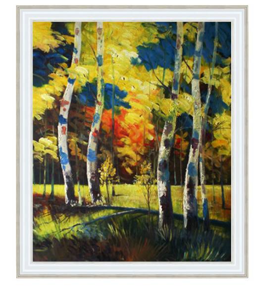  oil painting landscape painting [ white birch ] F12 number (50x60cm)