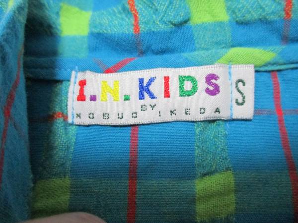 キッズ I.N.KIDS チェック 半袖 シャツ NOBUO IKEDA サイズS ★