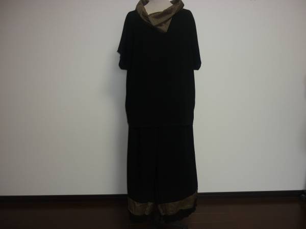 即決泥大島紬&黒フォーマル,ガウチョパンツ着物リメイク,大きいq_上は別オークションにて出品中です