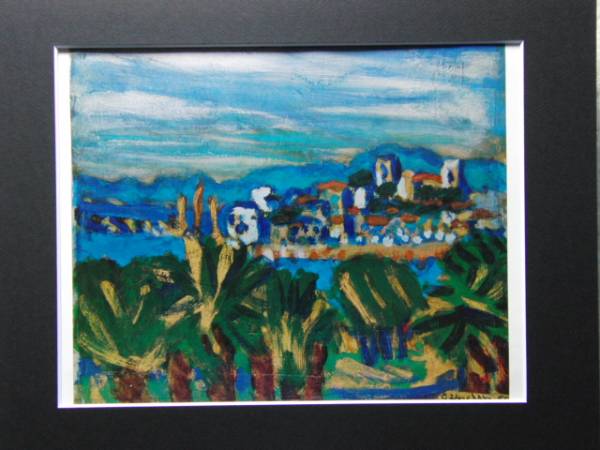 梅原龍三郎、カンヌ、希少画集画、新品額装付、状態良好 梅原 龍三郎、カンヌ28、希少・大判限定画集画より、新品高級