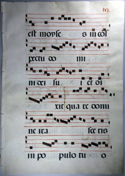 1550'イタリア グレゴリオ聖歌 羊皮紙 手稿 交唱聖歌集3枚_画像1