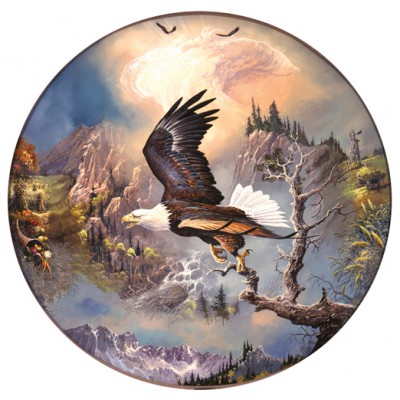 (36144) 500 piece round shape jigsaw puzzle American import *SUN* white head wasiBald Eagle