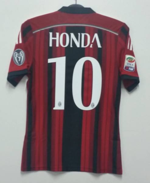 14-15ACミラン(H)#10本田圭佑 HONDA 選手用半袖 Adidas正規 セリエA仕様 L・O(選択可)_画像2