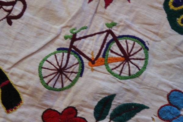  India gjala-to district. . temple. wall decoration 1930 period bicycle pattern 