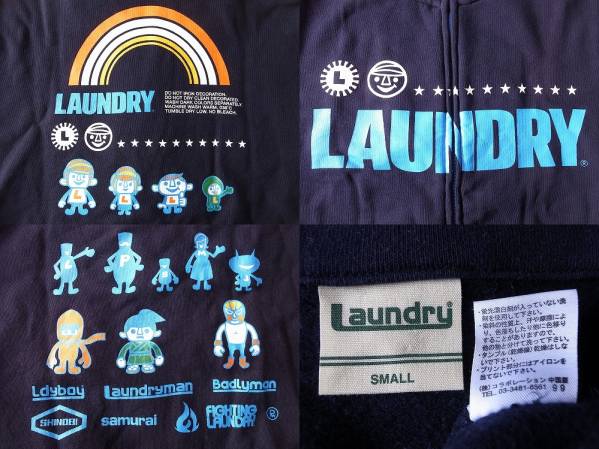 LAUNDRY キャラクター フルジップ スウェット S ネイビー ランドリー トレーナー ジャケット ブルゾン ジャージ ボーイ ガール マスクマン