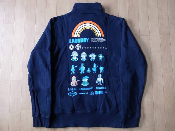 LAUNDRY キャラクター フルジップ スウェット S ネイビー ランドリー トレーナー ジャケット ブルゾン ジャージ ボーイ ガール マスクマン