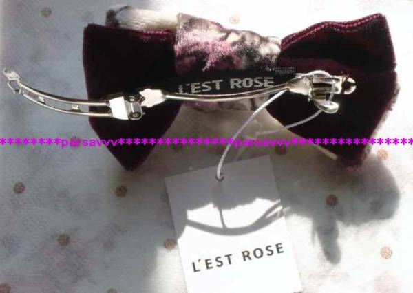  new goods paper tag attaching * L'Est Rose * velour racy rose ribbon barrette red hair clip accessory 