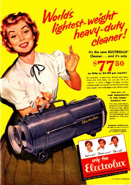 ●142F　1956年のレトロ広告 　エレクトロラックス　掃除機　_画像1