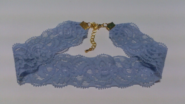  flower delicate race choker ( blue )