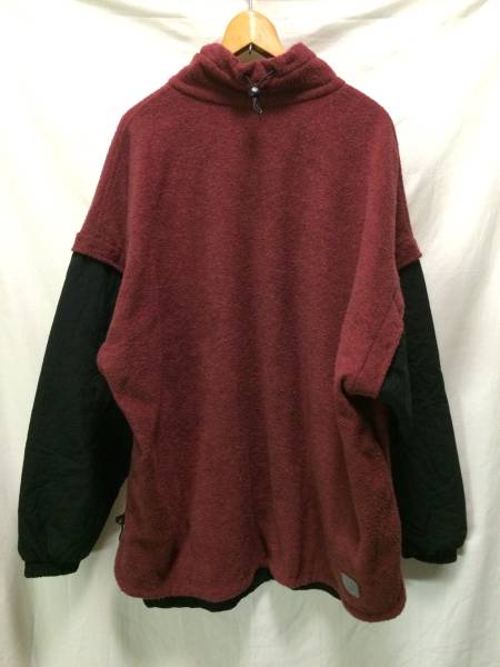  Vintage 80s west Germany made Jack Wolfskin Jack Wolfskin fleece x nylon pull over XL... color black black wine red 