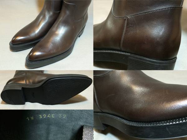 新品 プラダ レザー ロング ブーツ 39 茶 ブラウン PRADA 本革靴 シューズ