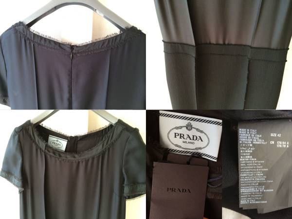  новый товар Prada * высший класс балка Gin шерсть шелк One-piece 42 чёрный *PRADA