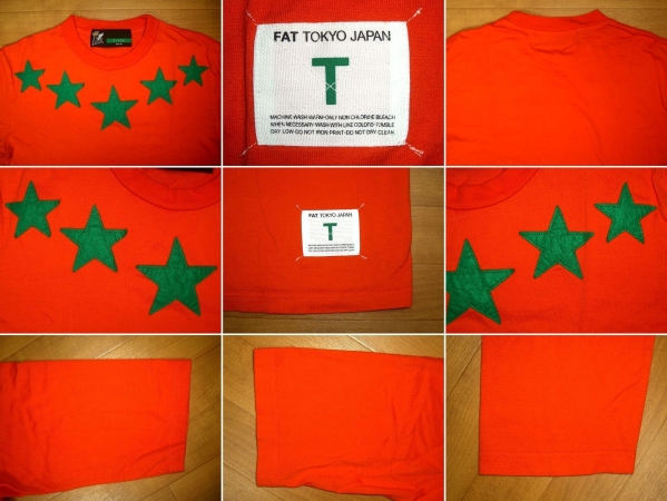 # old clothes shop Yamato brand old clothes sale middle 4980 jpy -2980 jpy FATefe- tea fai booster star 3/4 sleeve T-shirt TITCH orange green 