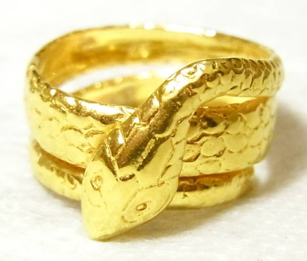 最新のデザイン スネークリング K18YG 黄金蛇指輪 ピンキーリング