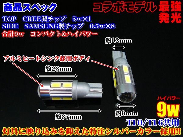 ★お得4個爆裂光9wコラボモデルT10/T16★CREE-5W&サムスンSMD8連_画像3