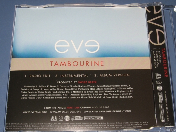 *CDS*Eve/Tambourine*. магазин ввод *PROMO*Swizz Beatz*ivu* тамбурин * Eve *CD SINGLE* одиночный *