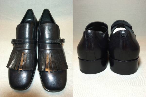 新品 プラダ コレクション レザー ドレス シューズ 黒 本革 靴 PRADA ブラック