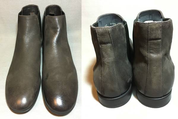 新品 プラダ サイドゴア レザー ブーツ 10 茶 PRADA ヤギ革 本革 靴 シューズ