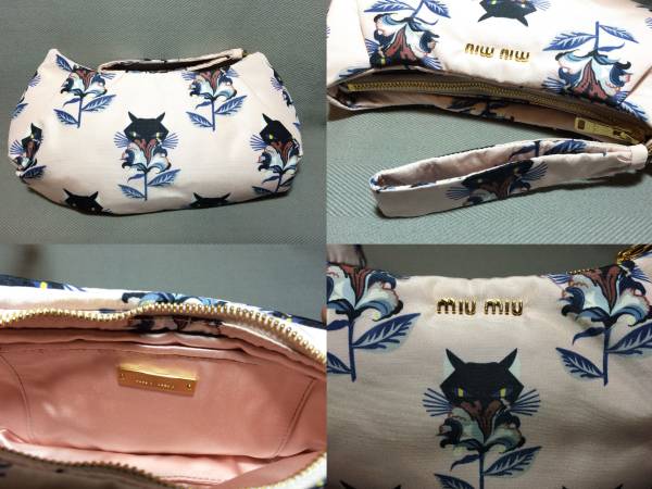 新品 ミュウミュウ ネコ ポーチ miumiu クラッチ 貓 マドラス バッグ