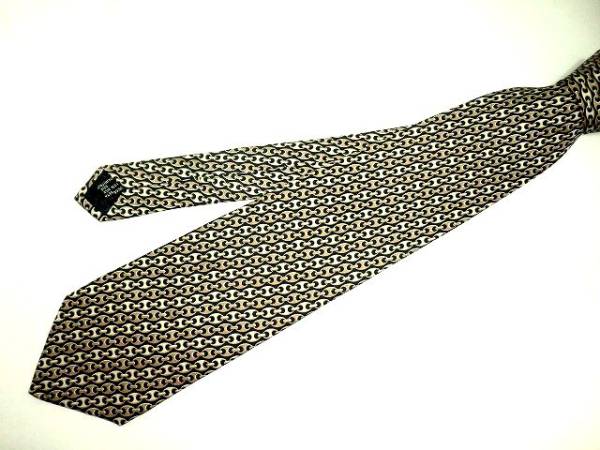  $ 新品 $ 試著程度 ● ブランド ネクタイ ●　GUCCI ◆ グッチ ◆ ストライプ調(diào) × チェーン柄 ◆ 黒 ブラック系 ◆ 送料無料??！