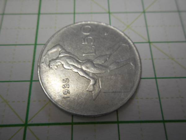 硬貨　貨幣　コイン　世界　１９５５年 　ITALIANA　（２４０）_画像3
