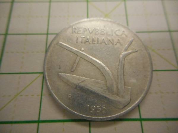 硬貨　貨幣　コイン　世界　１９５５年　ITALIANA （１７３）_画像1