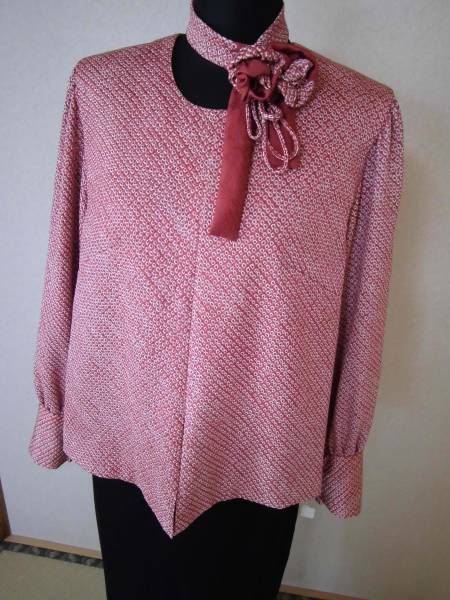 即決 【希少】 入手困難 ！ 世界に ひとつだけ の 一品 手縫い 手造り ！ ハンドメイド 絹 鹿の子絞り ハンドメイド ブラウス 新品 Ｍ～Ｌ